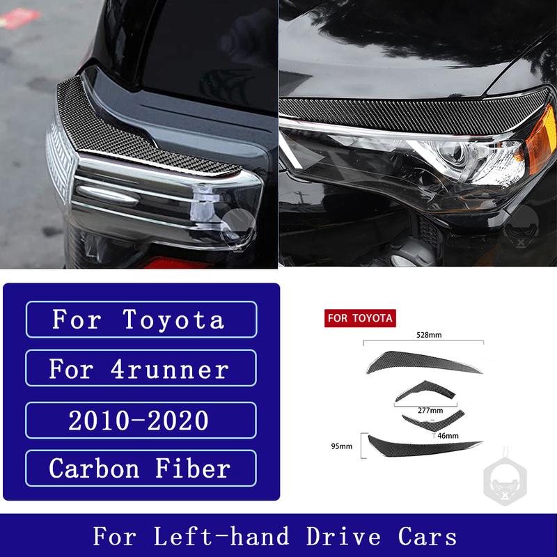 For Toyota 4runner 2010- Carbon Fiber Front and rear headlight trim panel Cover Car Accessories Exterior Decorative Stickers
