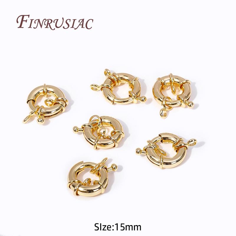 14k Gold Plated Brass Metal Jewelry Clasps Fasteners DIY Handmade Necklace Accessories 9/11.5/15MM Carabiner Spring Ring Clasps
