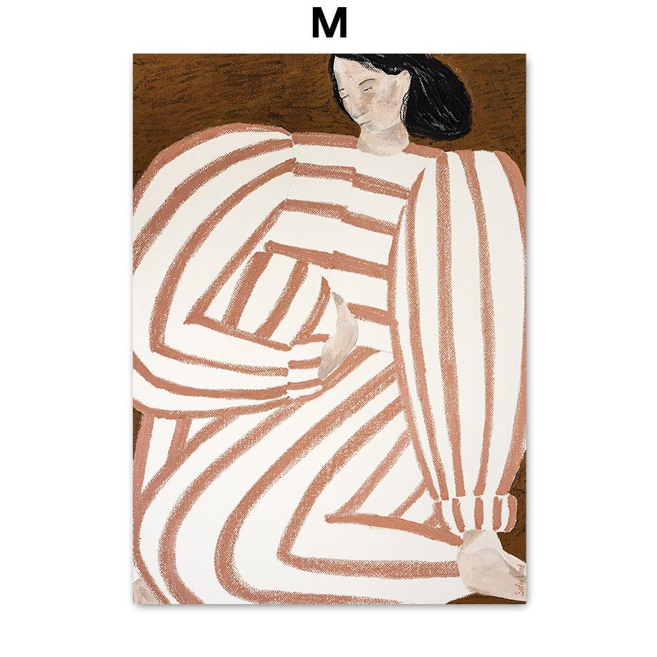 Abstract Figure Lines Stripe Girl Colorful Wall Art Canvas Painting Posters And Prints Bar Hotel Pictures For Living Room Decor