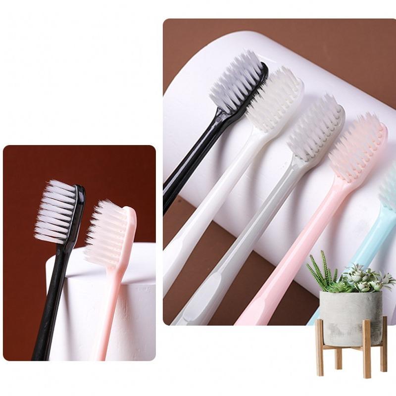 10ks/sada Přírodní měkký kožešinový zubní kartáček Měkké štětiny Bělení zubů Macaron zubní kartáčky Zubní péče s ochranným krytem