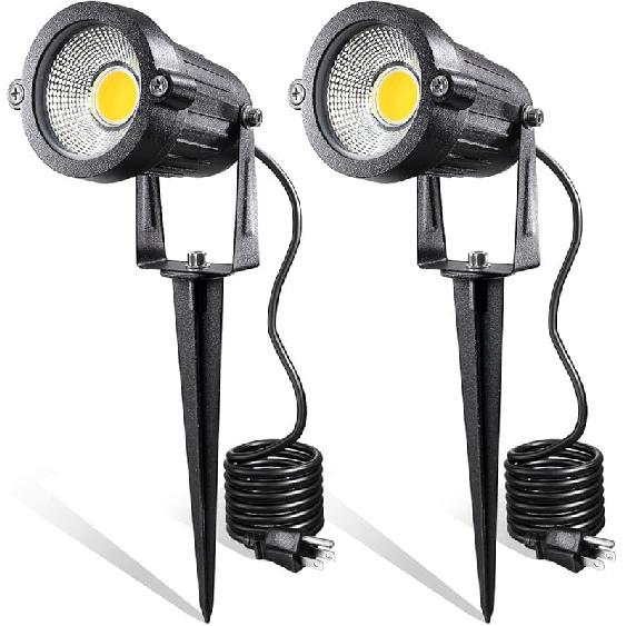 LED Landscape Lights,5W 120V AC Outdoor Pathway Garden Yard Spotlight,IP65 Waterproof Garden Flood Light,Outdoor Spotlight with Stake,UL Cord 5-ft