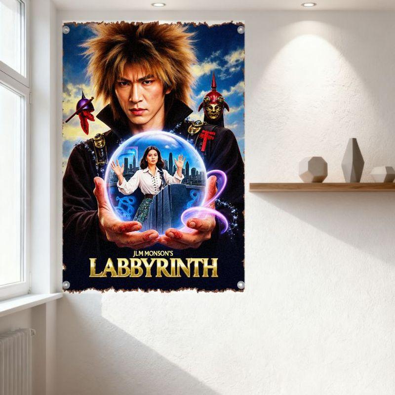 JLM Monson's Labyrinth Gothic Fantasy Metal Tin Sign, Vintage Movie Poster Wall Plaque for Home Bar Club Man Cave Decor