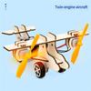 Assembly Wooden Double Engine Aircraft Model Toy Aerodynamics Experiment Demonstration Tool for Classroom Teaching