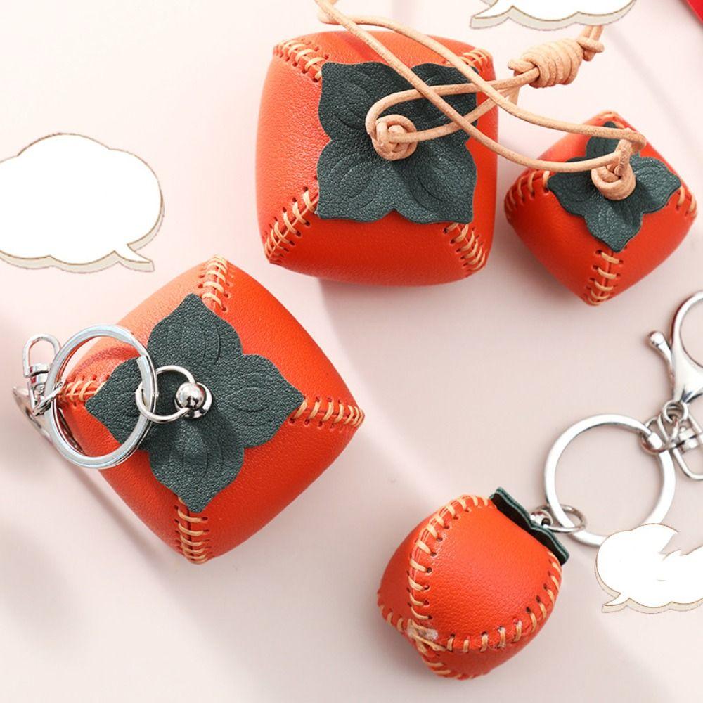 Pear DIY Material Package Keyring Cute Leather Keychain Lovely Fruit Bag Pendant Men