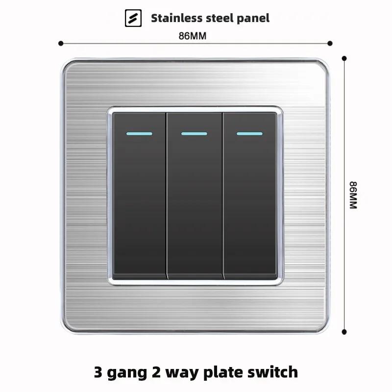 luxury Brushed Stainless Steel Wall Light Switch,Universal 5pin 18W Type-C Quick charging outlet,UK Standard Dual USB Socket
