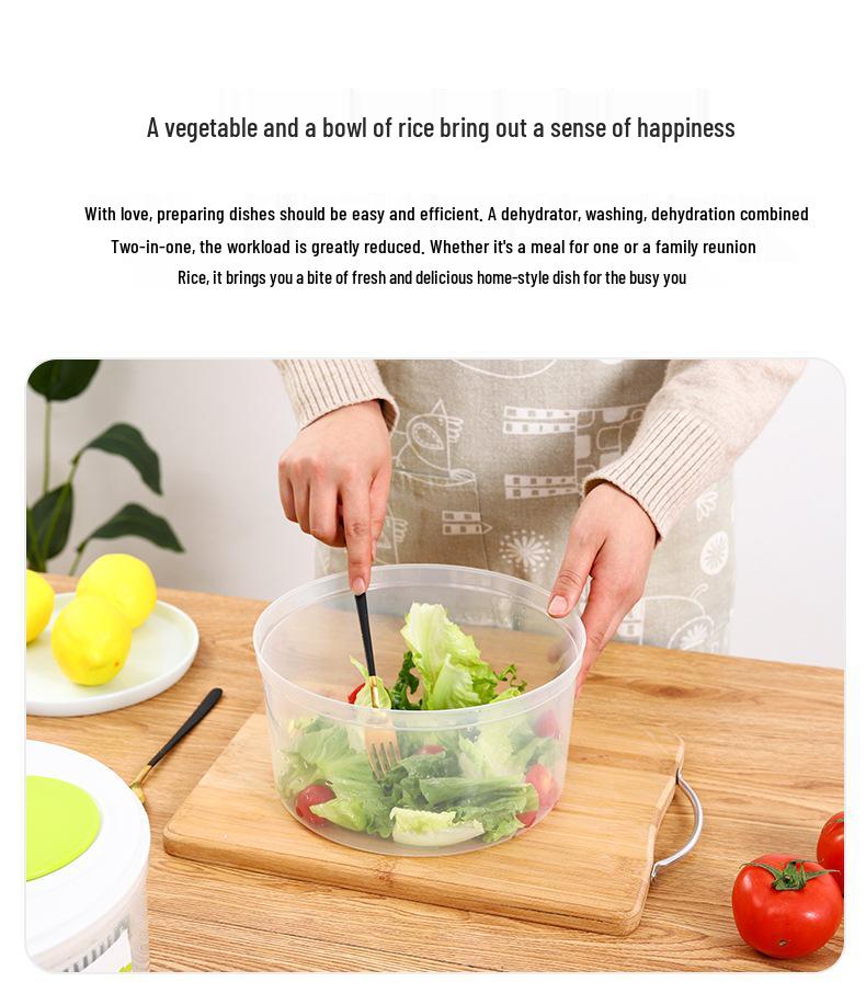 Manual Salad Spinner & Vegetable Dehydrator Basin with Fruit Drainer