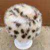 Winter Leopard Printing Hat Elegant Thick Warm Puffy Touch Fisherman's Hat Autumn and Winter Warm Hat Ladies Ski Hats