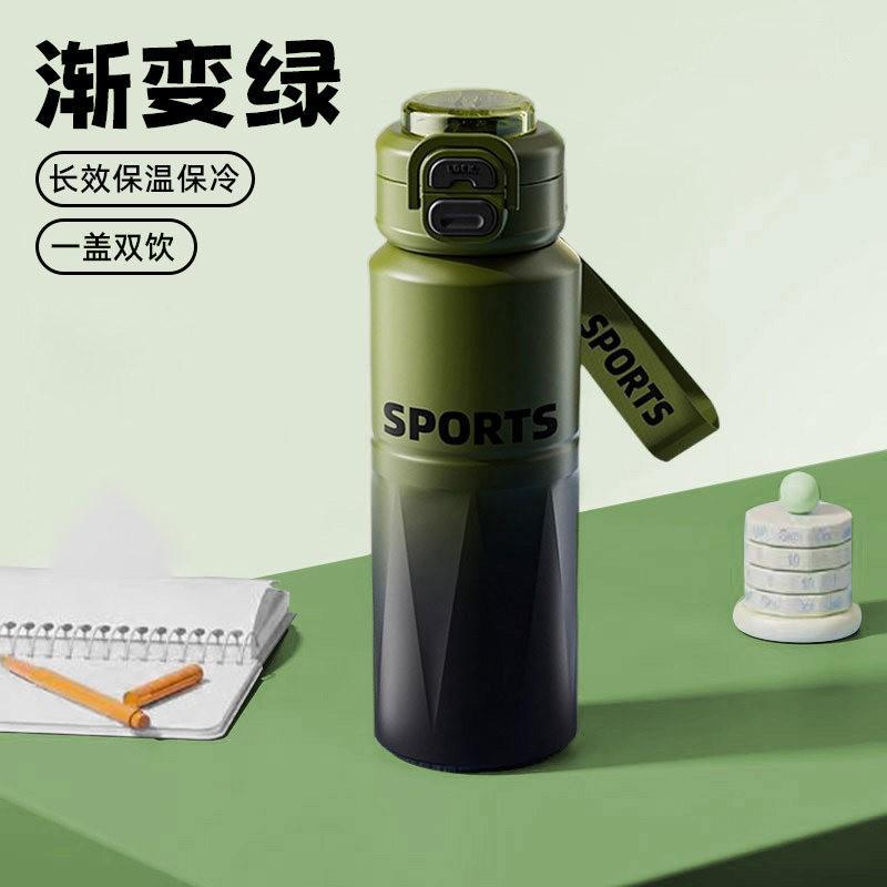 Stainless Steel Insulated Water Bottle Kids Students 500ml 800ml Double Drink Lid Portable Thermos Cup Outdoor School Use