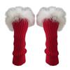 Punk Subculture Gloves Sleeves for Halloween Party Feathered Fingerless Gloves