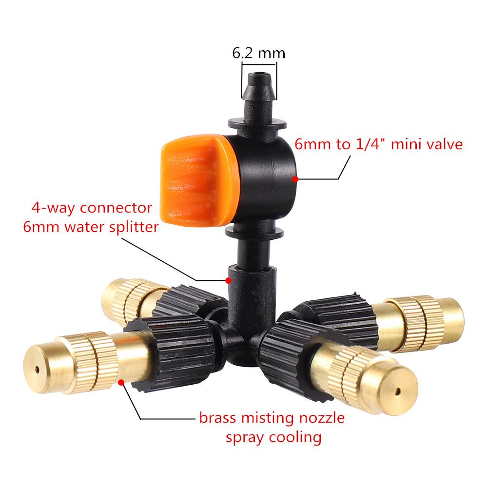 

Hanging With Valve 4/5/6/7 Way Brass Misting Nozzle Adjustable Atomization Cooling Sprinkler Kit Garden Flowerbed Watering Kit