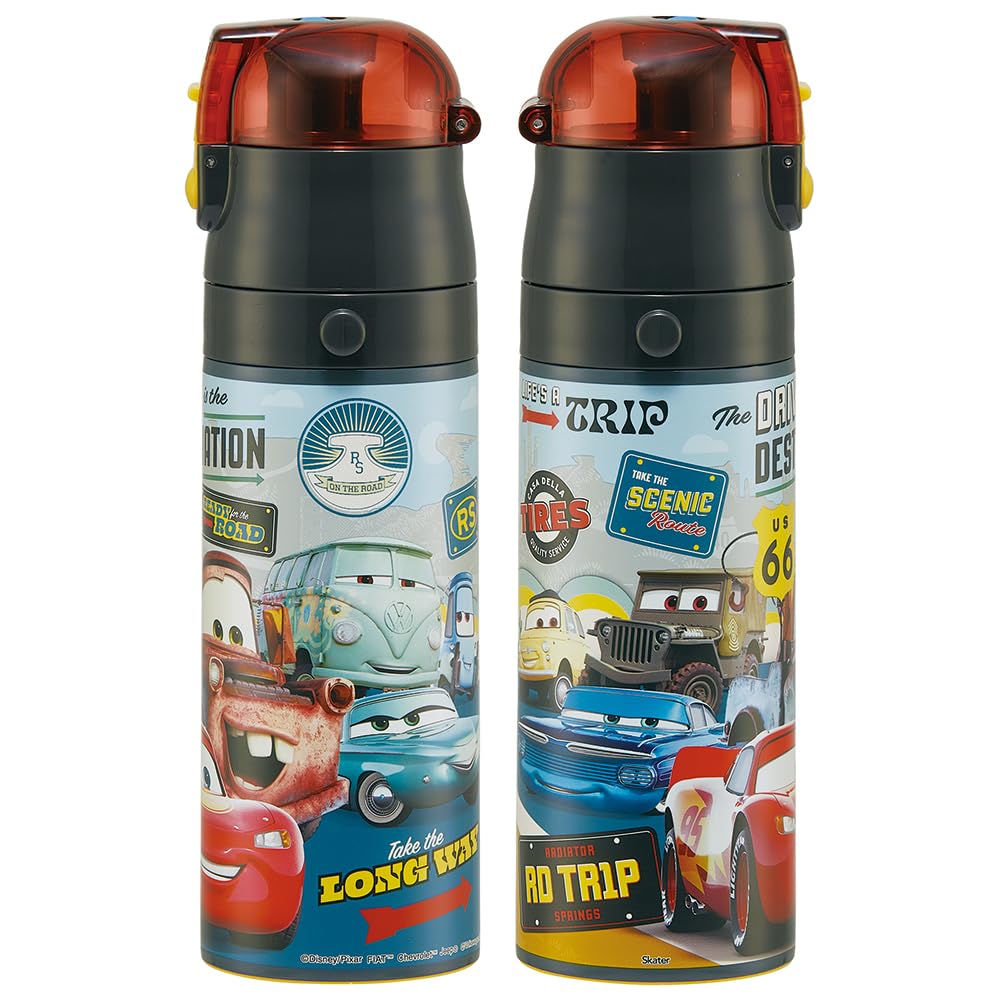 Skater Water 470ml or 430ml Disney Cars Stainless Sports Children's Bottle, 2-Way, (Direct Drink) (Cup), 24, Boys, Steel, Insulated, Lightweight,