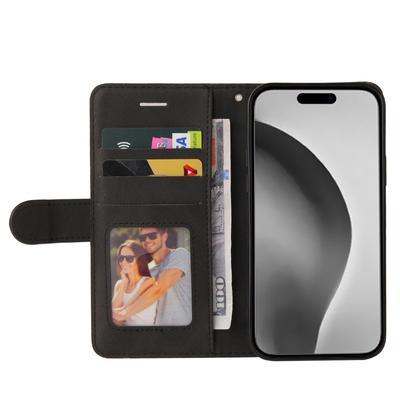 Pour iPhone 16 Pro Max Étui en Cuir Portefeuille Support Color Block Housse de Téléphone