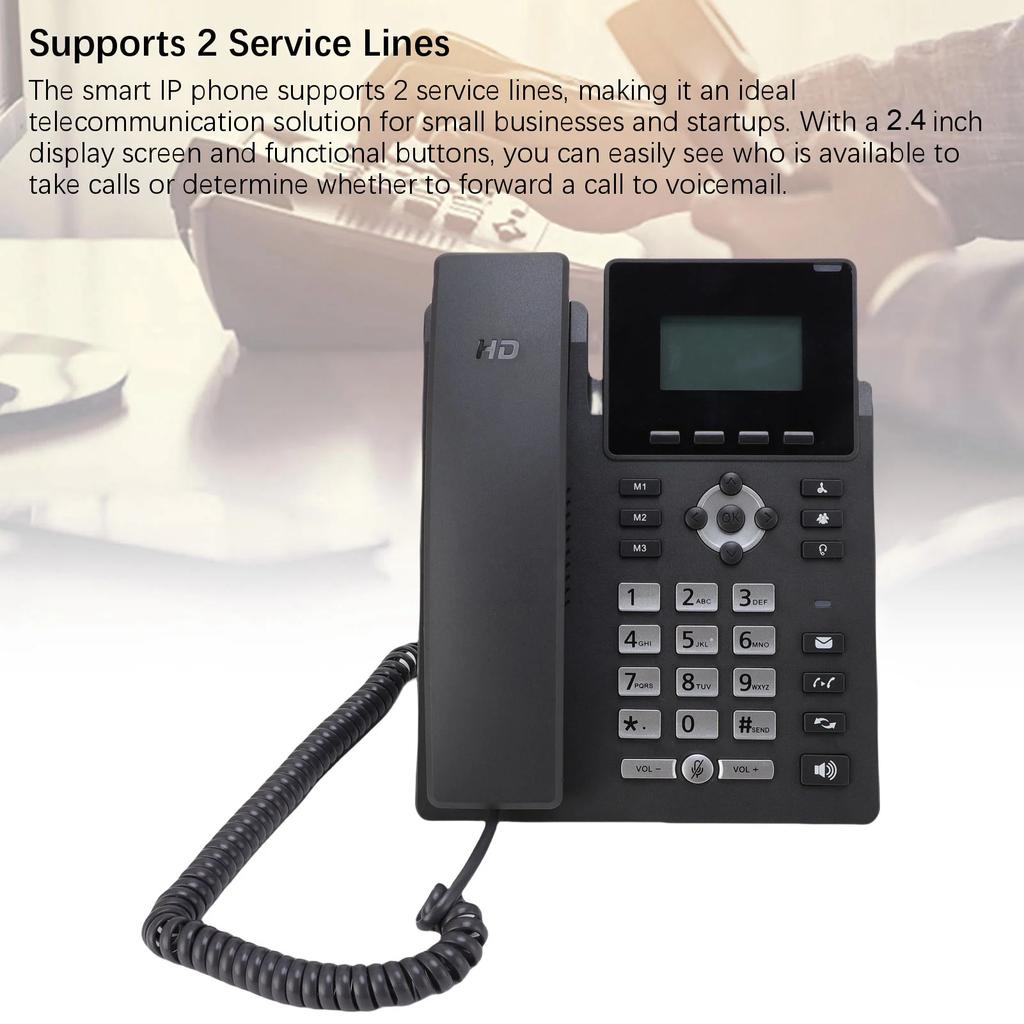 2.4 Inch IP Phone IP Phone VoIP Accounts 2.4 Inch Color Display Dual Port Gigabit Ethernet Desktop Business Media Phone IP Phone