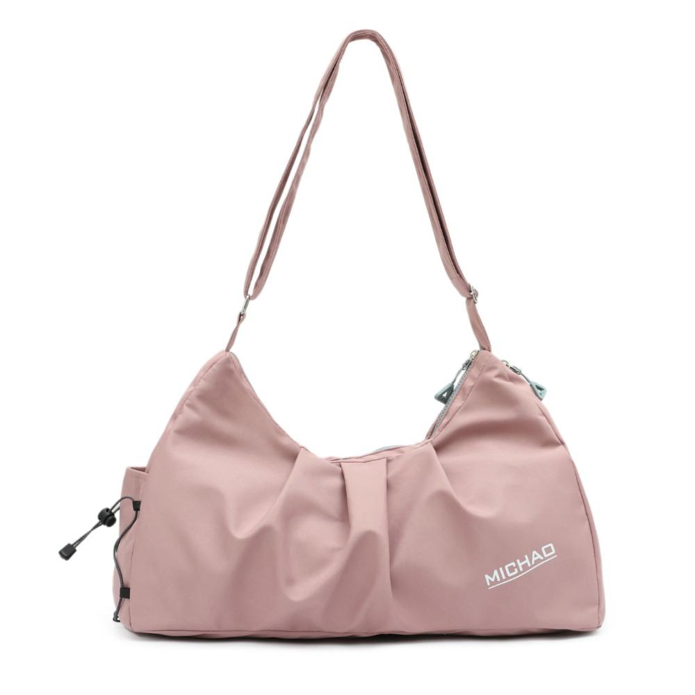 Stylish solid color shoulder fitness bag dry and wet separation portable yoga bag independent shoe compartment can store pocket travel bag