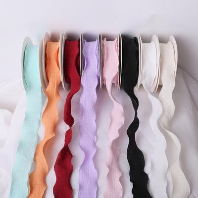 1 role 900x2,5 cm stuha s volánkovým okrajem pro DIY šití, květiny, svatební kytice, balení vánočních dárkových krabic, dekorativní stuha, jednobarevný polyester, plisovaná