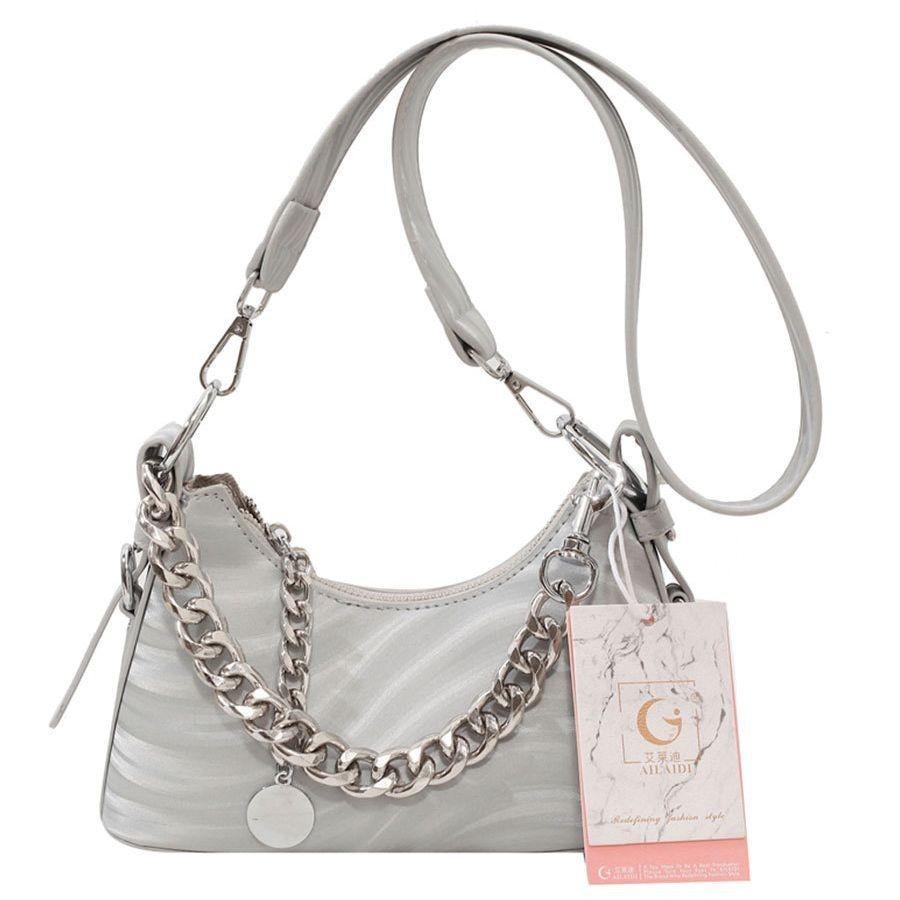 Trendy Street Style Small Square Bag With Chain Elements Pu Material Shoulder Bag