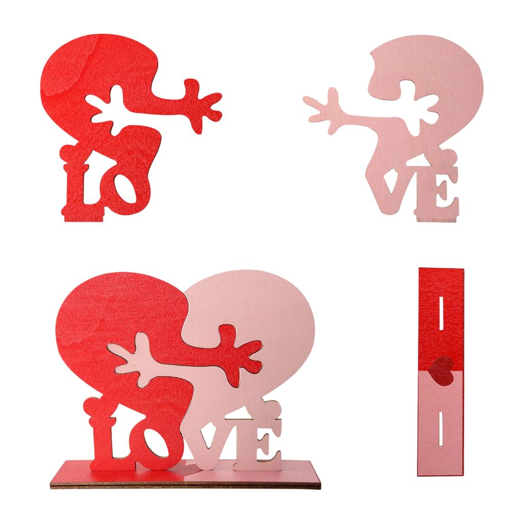 Hjärtformat prydnadsföremål för Alla hjärtans dag, Träskylt med bokstäverna LOVE, Borddekoration för Bröllop och Fest, Träros som Mittpunkt.