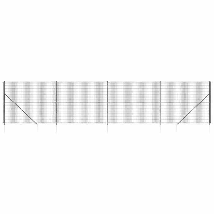 VidaXL Clôture en Treillis Métallique et Ancrage, Panneau de Clôture Décoratif, Barrière de Protection Jardin Patio 154244