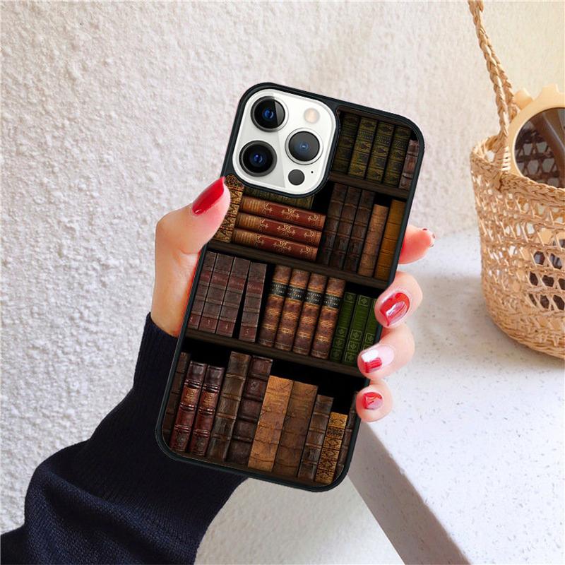 Vintage Book Library Book Shelf Phone Case for iPhone 17 Air 16 15 14 12 13 PLUS 11 PRO MAX Cover Fundas Shell