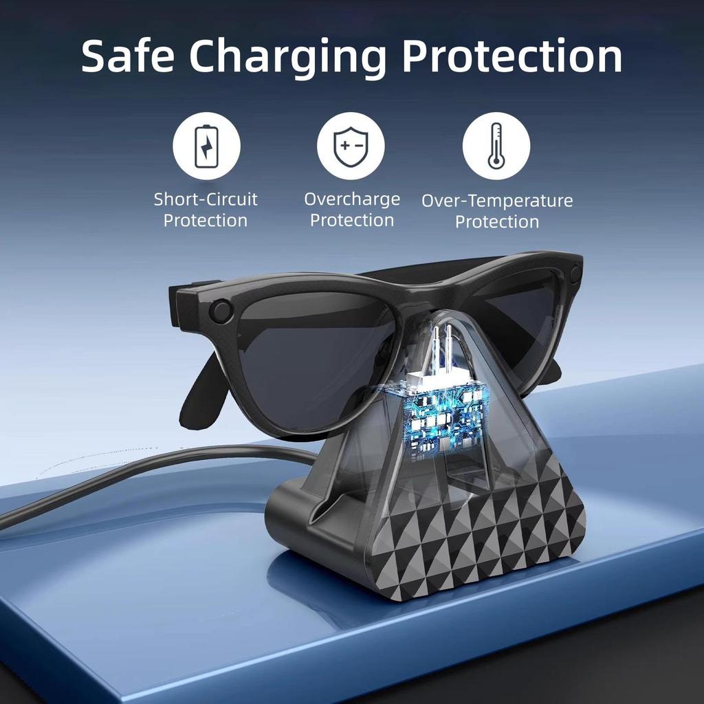 Pro chytré brýle Meta Wayfarer Nabíjecí dok s LED indikátorem Vícenásobná ochrana Přenosná cestovní nabíjecí stanice Adaptér typu C