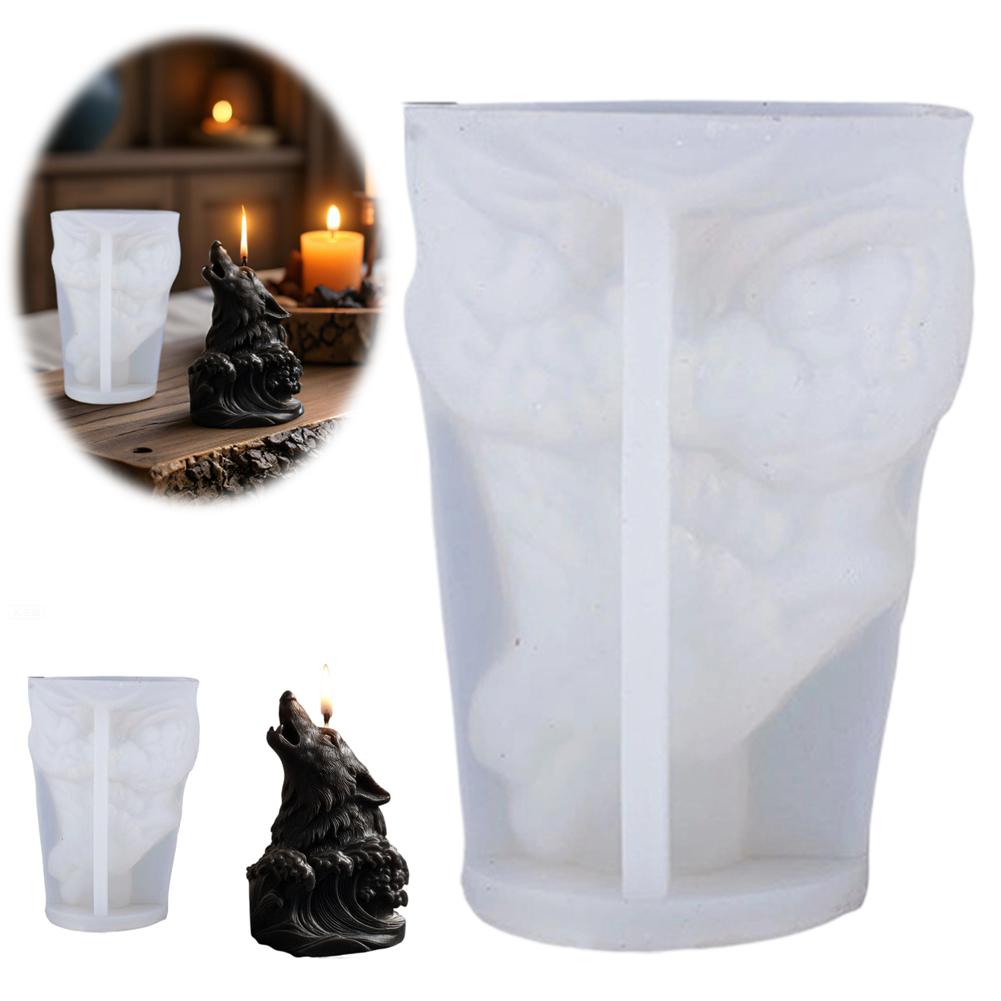 Diy Candle Mold White Silicone Candle Mold Wolf Head Candle Mold Flexible For Diy Enthusiasts Home Decor B7J0