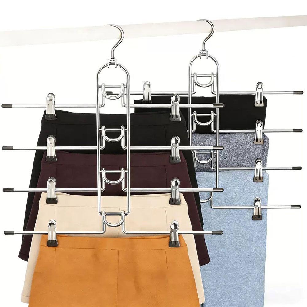 Metal Trouser Hanger Adjustable Clips Clip Hanger New Multi Layer Hanger  Closet Organization