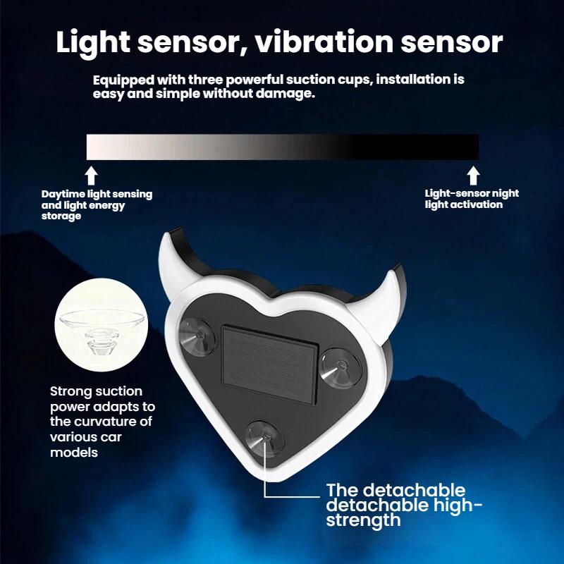 Solar Auto Dreieck Fenster Teufel Herz Lampe Saugnapf LED Umgebungslicht USB Wiederaufladbar Verkabelung Frei Atmosphäre Neonlicht