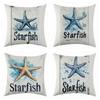 New Summer Ocean Starfish Linen Pillowcase for Holiday Decoration and Car Cushion Cover