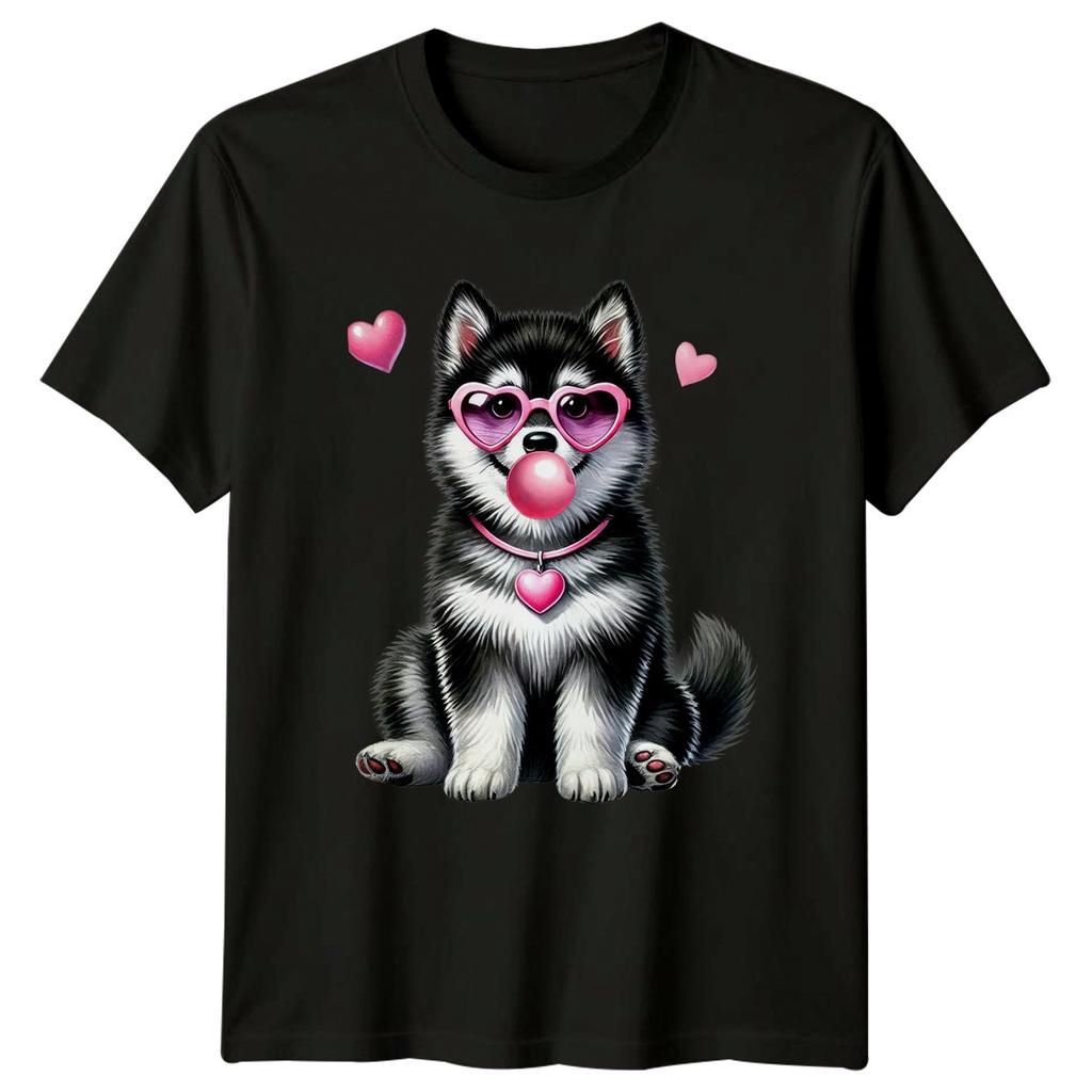 Fluffy Puppy Heart Sunglasses Bubblegum Dogs Animals Unisexs TShirt Unisexs