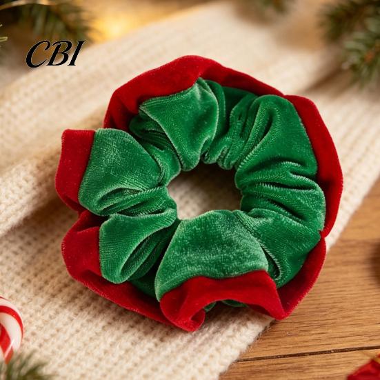 Non Damaging Hair Elastics for Christmas Velvet Scrunchies, Soft Elastic Ties Women Girls, Lightweight Large Intestine Thick Contrast Color