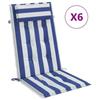 VidaXL High Back Chair Cushions Set of 6 Stripes Blue/White, Cushion, Chair Cushion, Seat Cushion 361921