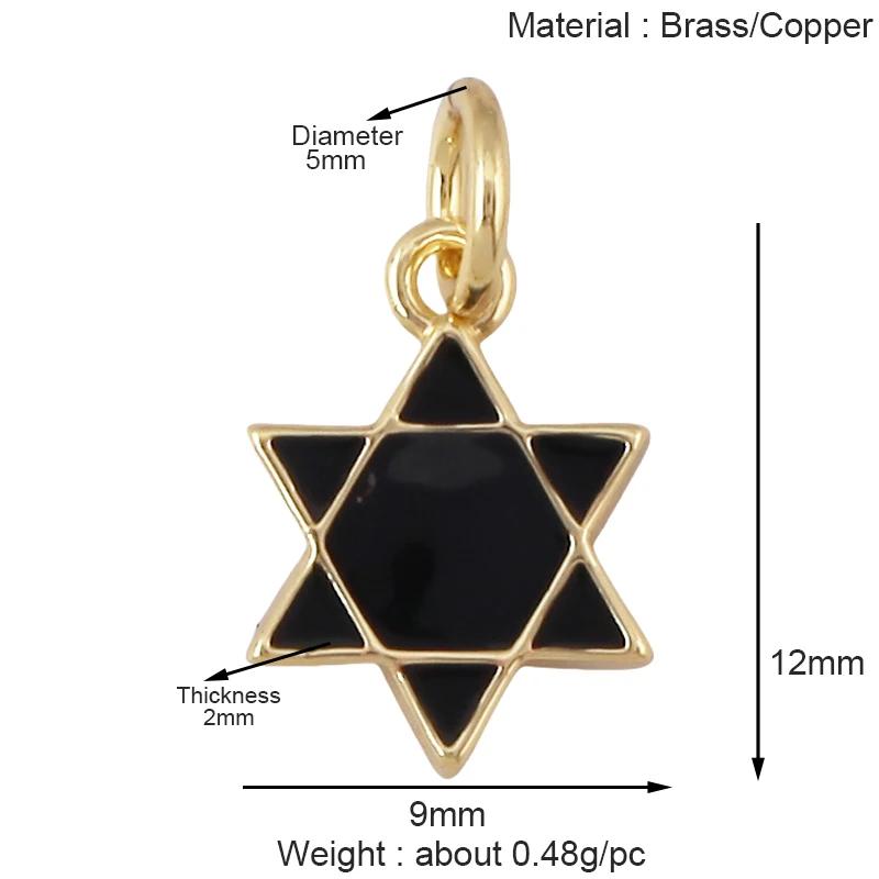 Trendy Colorful Enamel Geometry Charm Pendant,Real 18k Gold Plated Zircon Necklace Bracelet Jewelry Findings Supplies S43