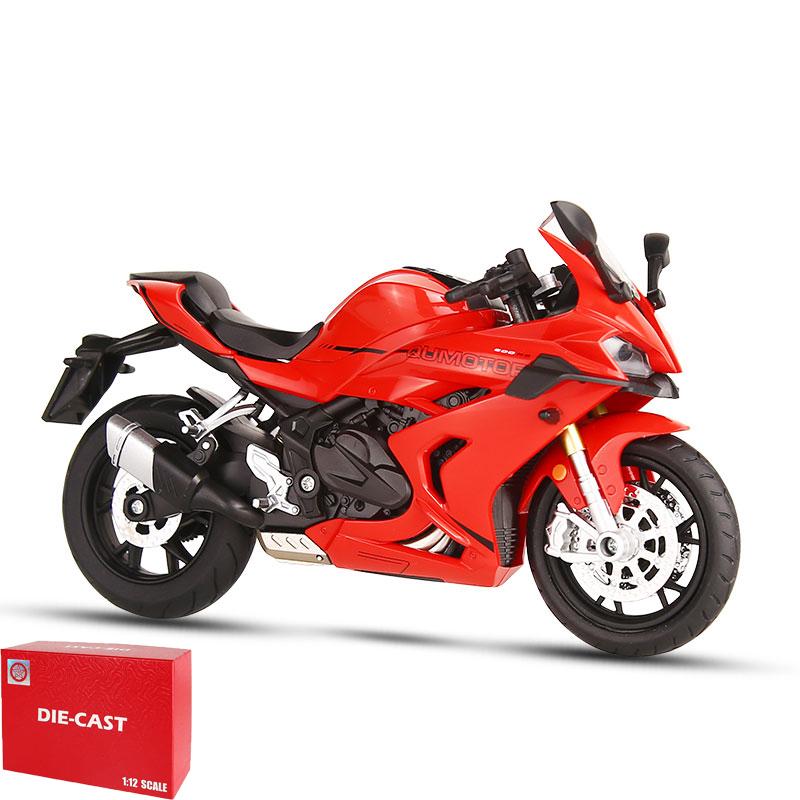 

1:12 QJMOTOR 600RS Racing Motorcycle Alloy Diecast Model Motorcycle Gift Box Sound And Light Home Interior Desktop Decorations