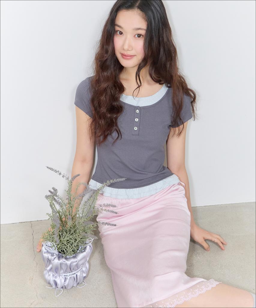 MIXXO Pattern Frill Layered T-Shirt Re Lwg412A_Miwhwg50Qa
