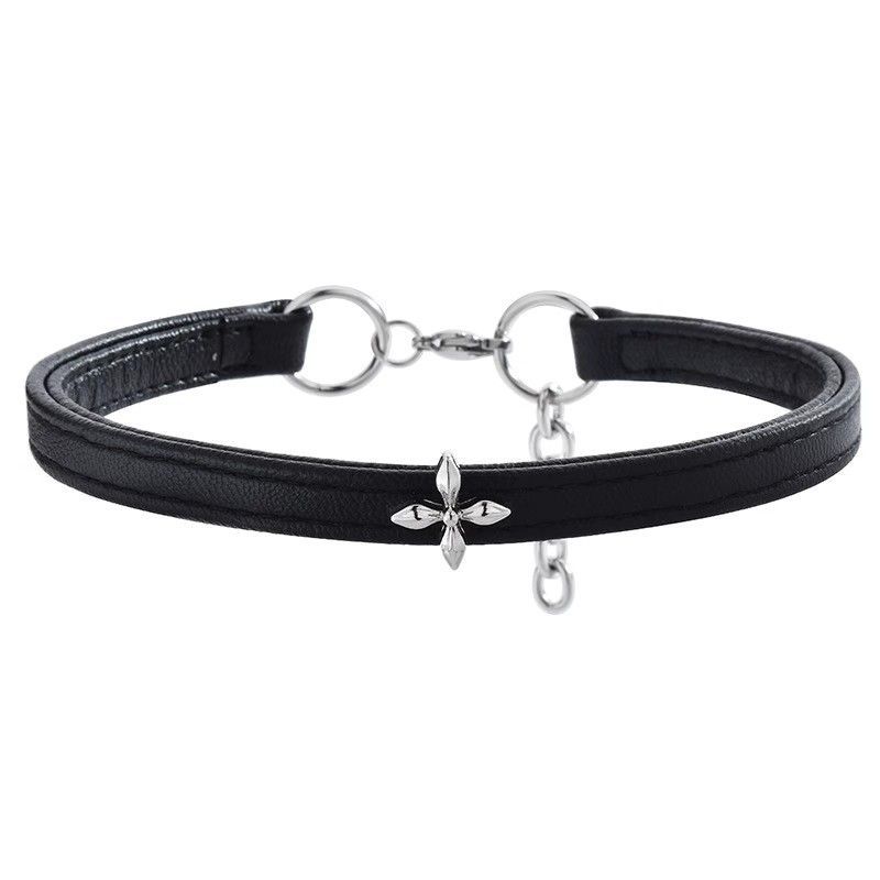 Neue Vintage Gothic Schwarze Halskette für Damen Mode Punk Leder Choker Dunkle Kragenkette Trendiger Schmuck Coole Y2K Accessoires