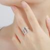 Teamer Tree of Life with Clear Zircon Ring Adjustable Stainless Steel Finger Ring for Women Girls Exquisite Amulet Jewelry