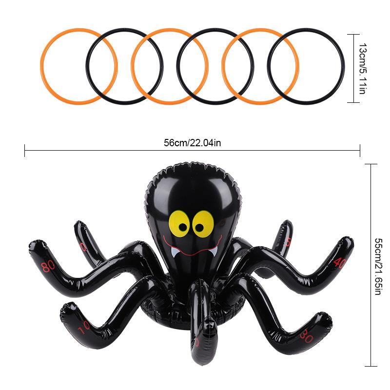 Halloween Throwing Game Inflatable Spider Octopus Ring Toss Game Kids Halloween Party Decoration Indoors Outdoors Family Game