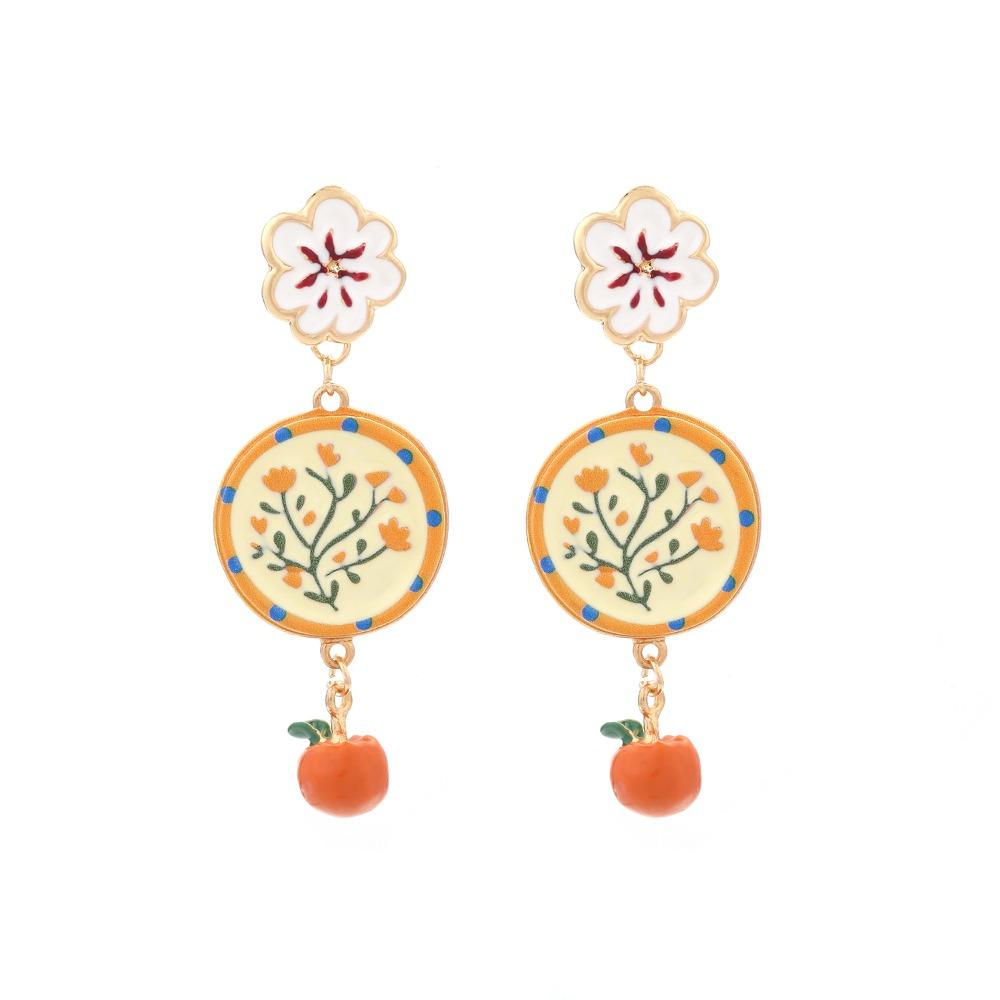 Painting Enamel Flower Dangle Earrings Creative Bohemian Dangle Earring Women