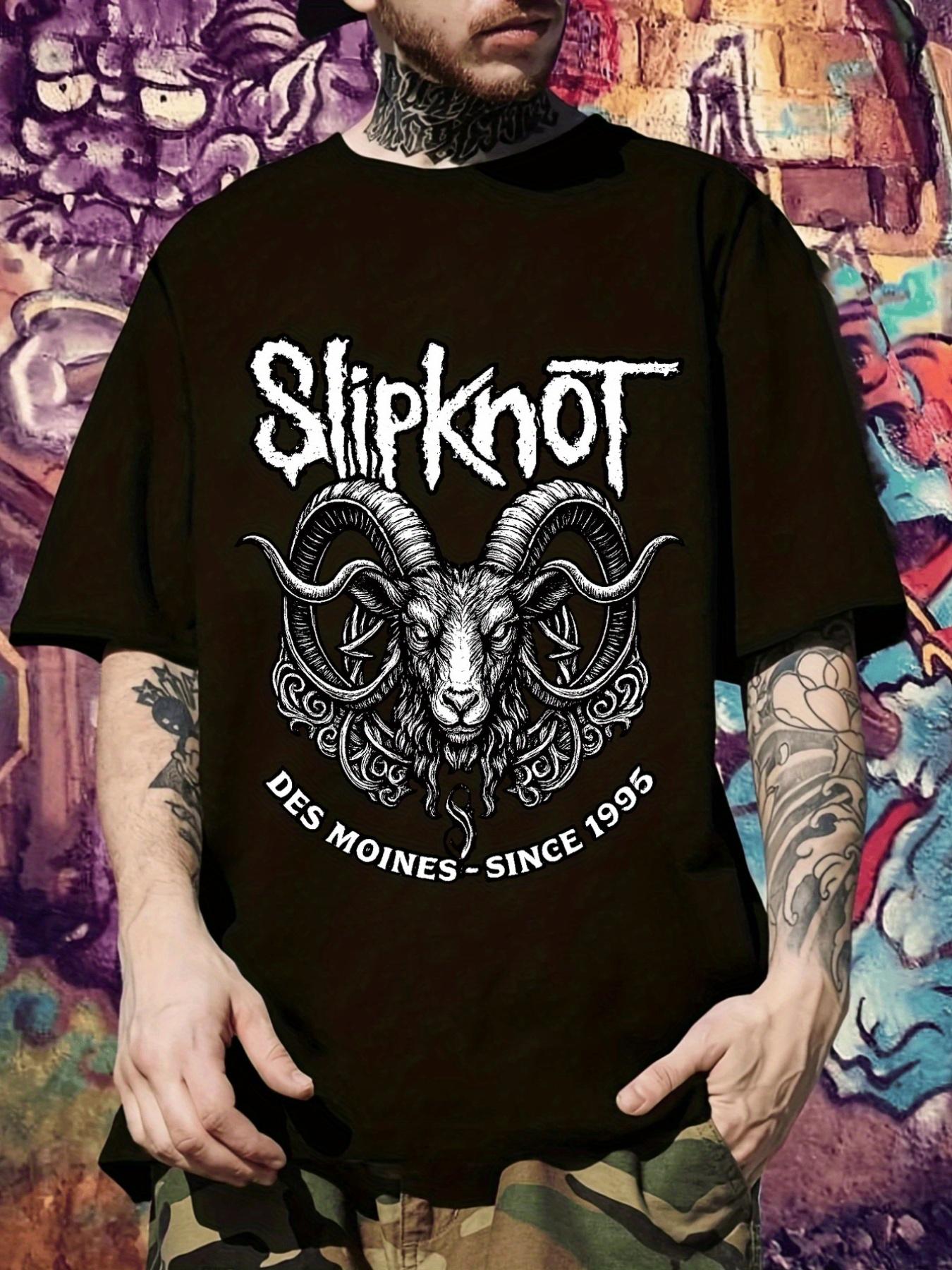 SLIPKNOT Graphic T-shirt - Black Short Sleeve Crewneck with White & Yellow Logo S