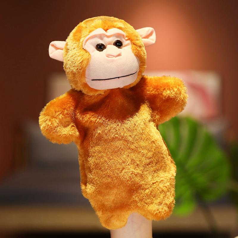 28m Cartoon Animal Plush Hand Puppet Kawaii Rabbit Cat Pig Tortoise Frog Owl Dog Monkey Plushie Interactive Story Prop Gift