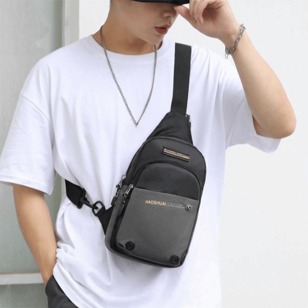 Large Capacity Sports Chest Bag Waterproof Nylon Shoulder Bag Fashion Men's Crossbody Bag  Unisex