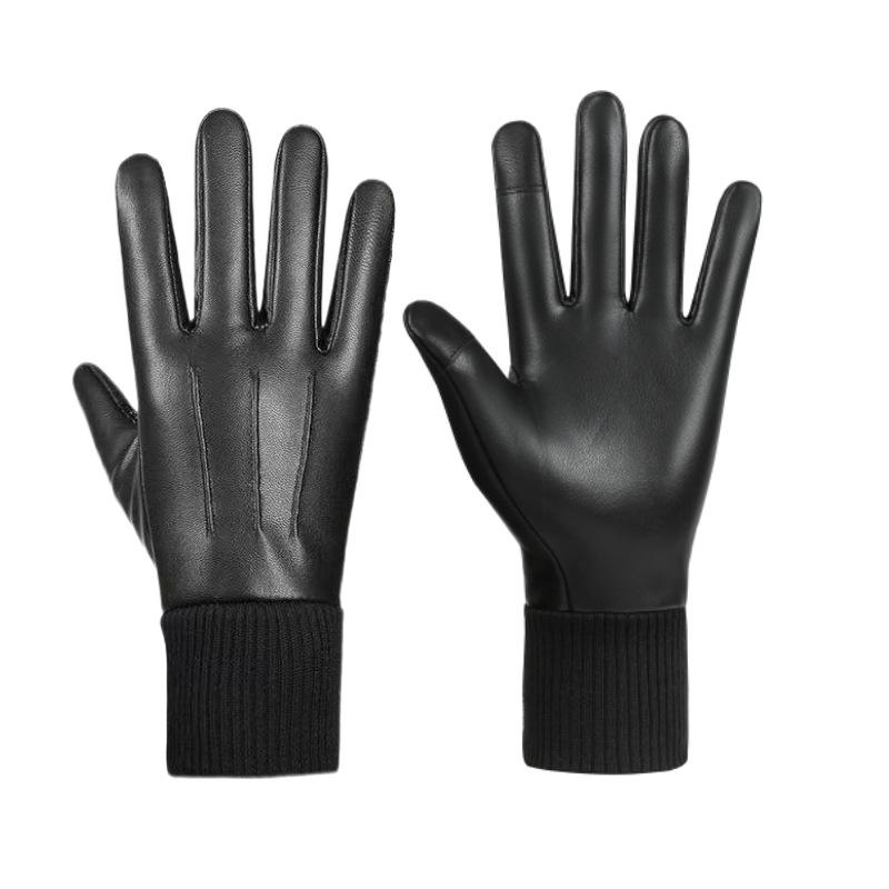 Mănuși de ciclism din piele ecologică rezistente la vânt pentru bărbați și femei - Călduroase, căptușite cu catifea, stil coreean pentru toamnă și iarnă