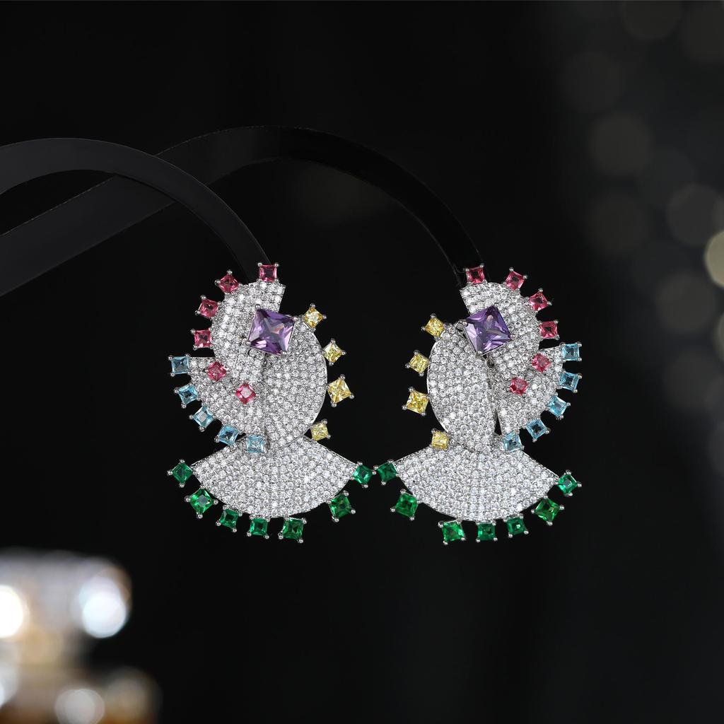 Elegant Geometric Long Dangle Earrings for Women, S925 Sterling Silver with Zircon, High-End Fashion, Summer Vacation Style.