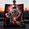 1pc Horror Clown Outdoor Flannel Blanket, Lightweight Warm Cozy for Travel Camping Office Soft Polyester Fabric