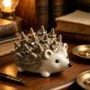 Finger Jewelry Display Rack in Brown and Cream, Hedgehog Rings Holder with Separate Posts for Easy Viewing on a Dresser, Entryway Cabinet or Desk