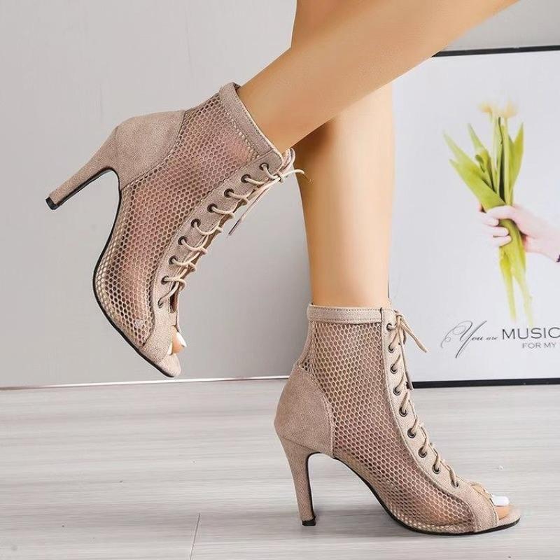 New hollow sandals fashion cross strap sexy stiletto sandals large size women's cool boots