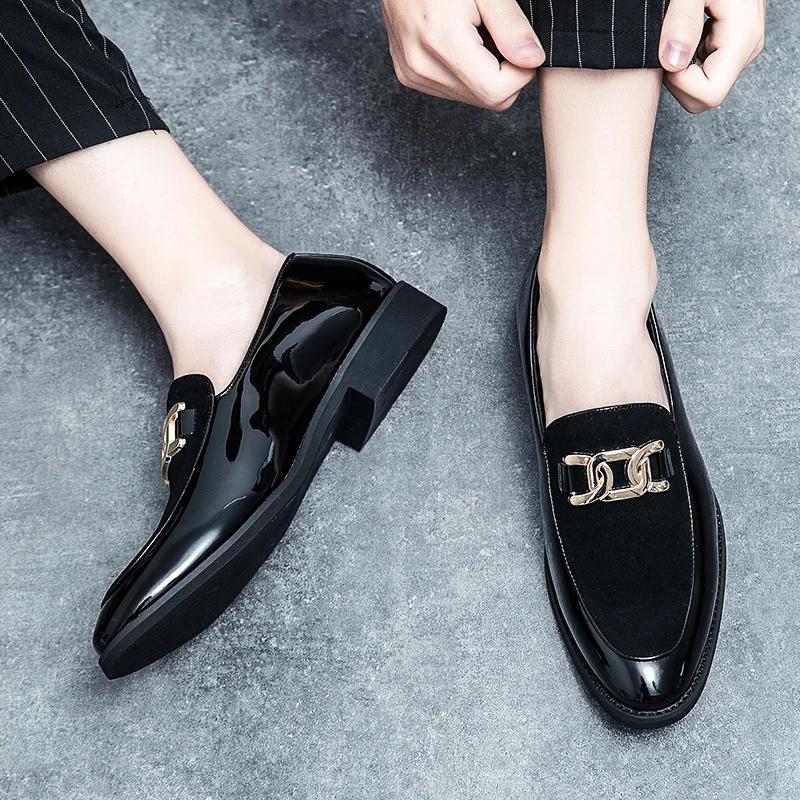 Fashion Italian Fashion Leather Shoes Moccasins For Men Casual Man Pointed Fashion Wedding Black Skin Male Business Formal Shoes