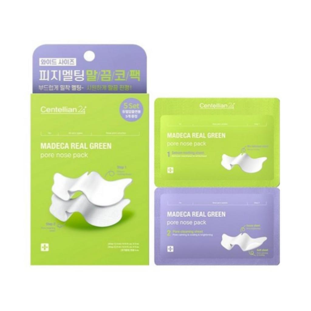 CENTELLIAN24 Madeca Real Green Pore Nose Pack — zestaw 1 jednostki, 5 arkuszy