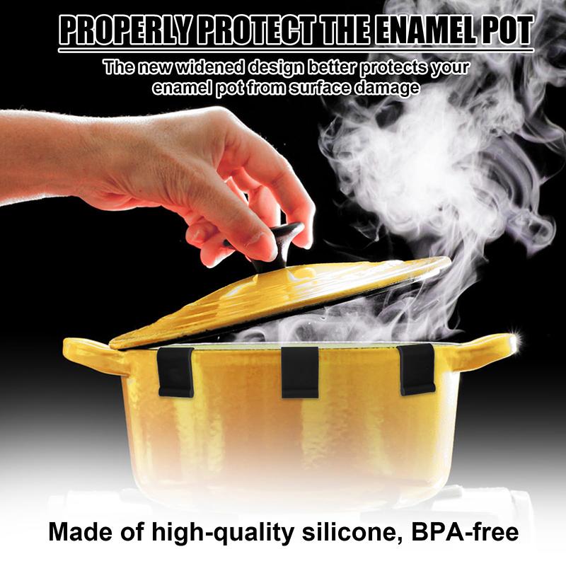 8 Pcs Silicone Oven Lids Bumper Clips 3D Pot Lid Protector Clip For Enameled Cast Iron Cookware Kitchen Cookware Utensil