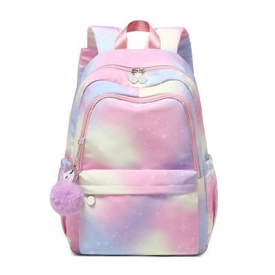 Zaino stampato con arcobaleno di colore sfumato Zaino per la scuola primaria femminile Zaino leggero Zaino di grande capacità